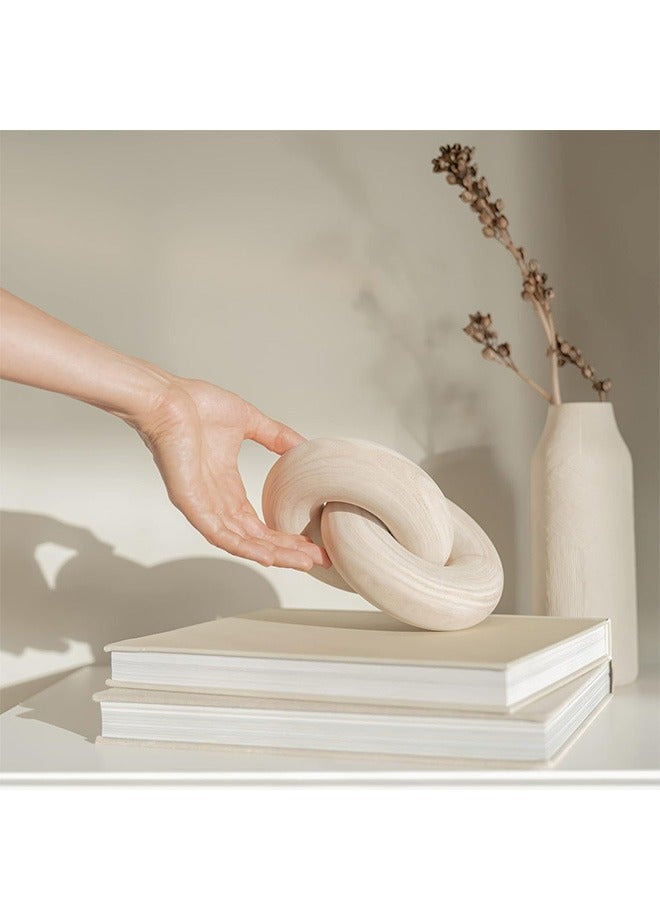 Bukela Wood kont Decor Coffee Table Decor for Living Room, Wood Chain Link Decor, Hand Carved Decoration for Home, Small Shelf Decor Accents, Bookshelf Decor, Mantle Decor, Entry Table Decor, Decorative Objects for Modern Home Living Room, Desk Decor for Office - Image 1