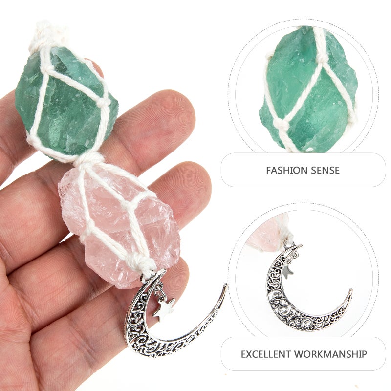 Car Rearview Mirror Pendant Crystal Hanging Decor Woven Crystal Stone Pendant - Image 3
