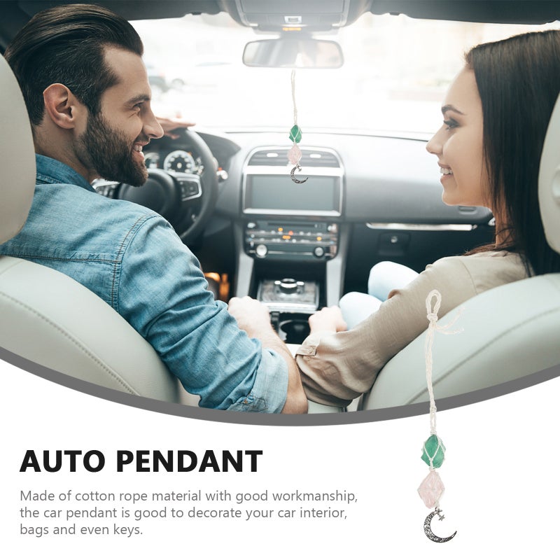 Car Rearview Mirror Pendant Crystal Hanging Decor Woven Crystal Stone Pendant - Image 2