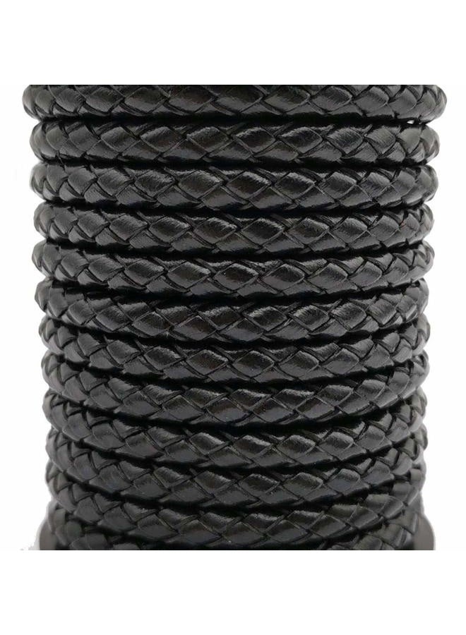 shapesbyX 5mm Round Braided Leather Bolo Cord Regenerated Leather Cord Beading for Jewelry Making 3 Yards 5mm Dong - Image 1