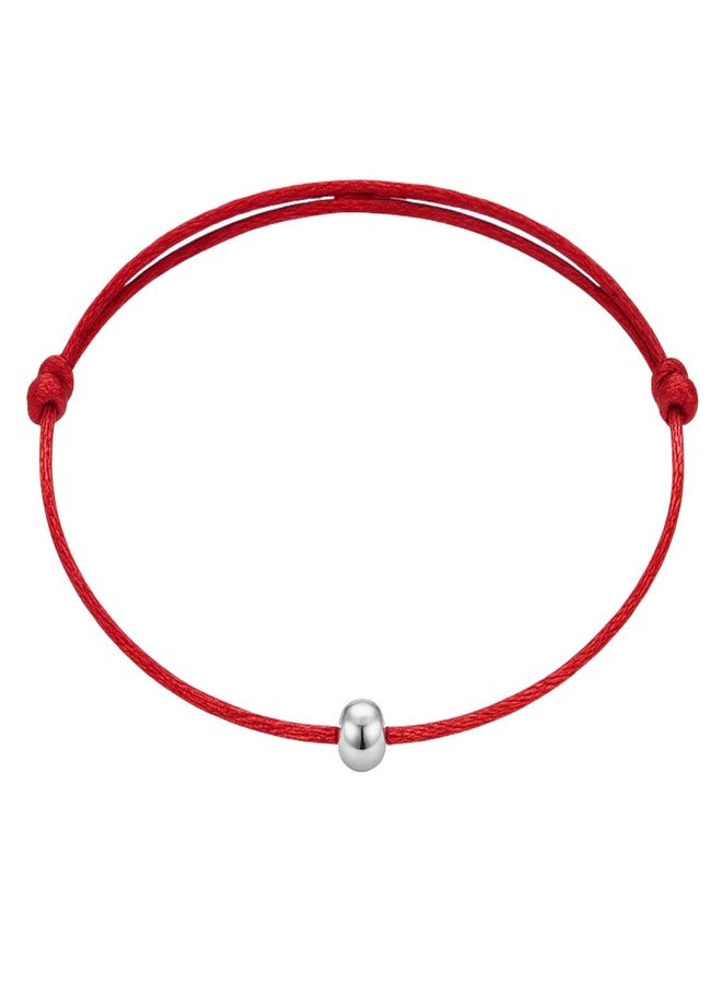 DARSHRAJ Sterling Silver Handmade Anklet | Red Thread Najariya | Chandi ke Payal | Silver Ball Najariya | Adjustable Thread Anklet for Women|Girls - Image 1