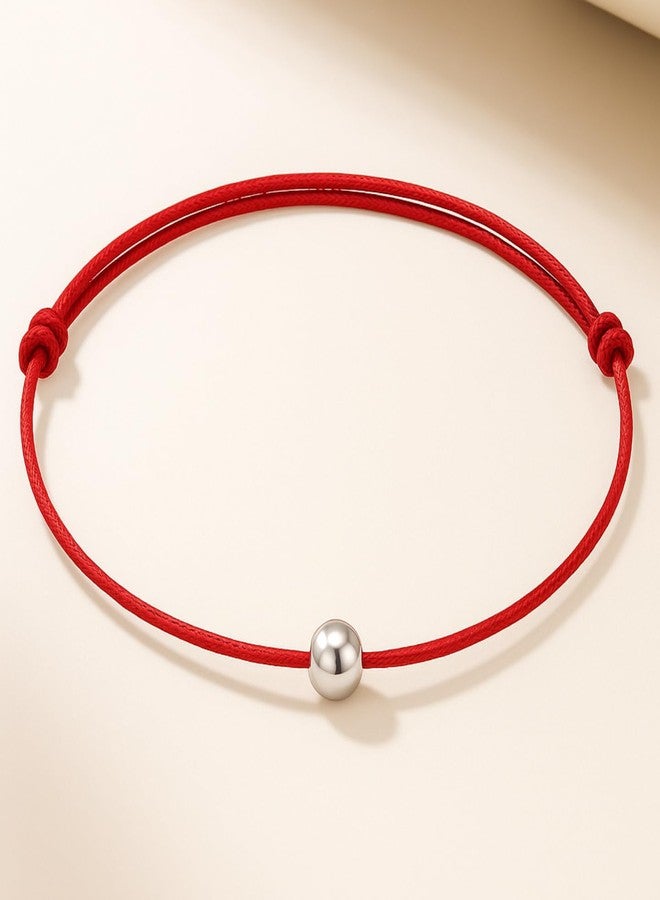 DARSHRAJ Sterling Silver Handmade Anklet | Red Thread Najariya | Chandi ke Payal | Silver Ball Najariya | Adjustable Thread Anklet for Women|Girls - Image 5
