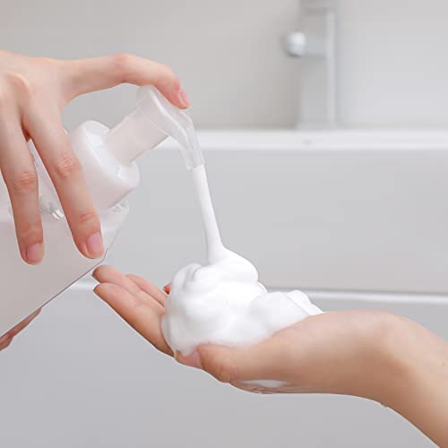 UUJOLY Foaming Soap Dispenser 1L (33.8oz) Refillable Plastic Pump Bottle for Liquid Soap, Shampoo, Body Wash (2 Pcs) (Clear) - Image 2