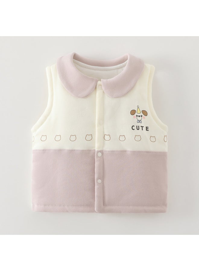 Baby Infant Seamless Vest Pure Cotton Cute Thin Padded Cotton Uni Warm Autumn And Winter Sleeveless Vest Outerwear For Infants And Toddlers