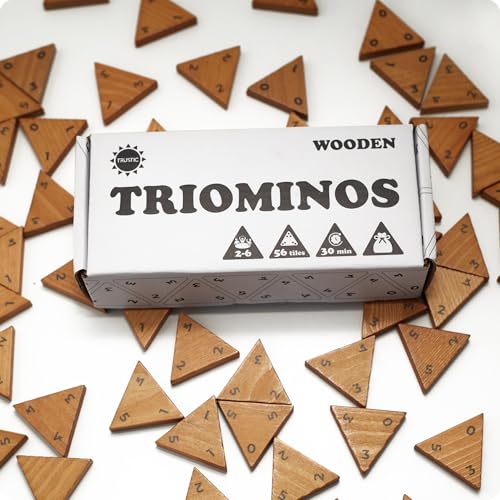 Trustic Triominos Strategy and Puzzle Board Game Wooden Triangular Tiles Set 56 Pieces Tabletop Family Game Numbers - Image 5