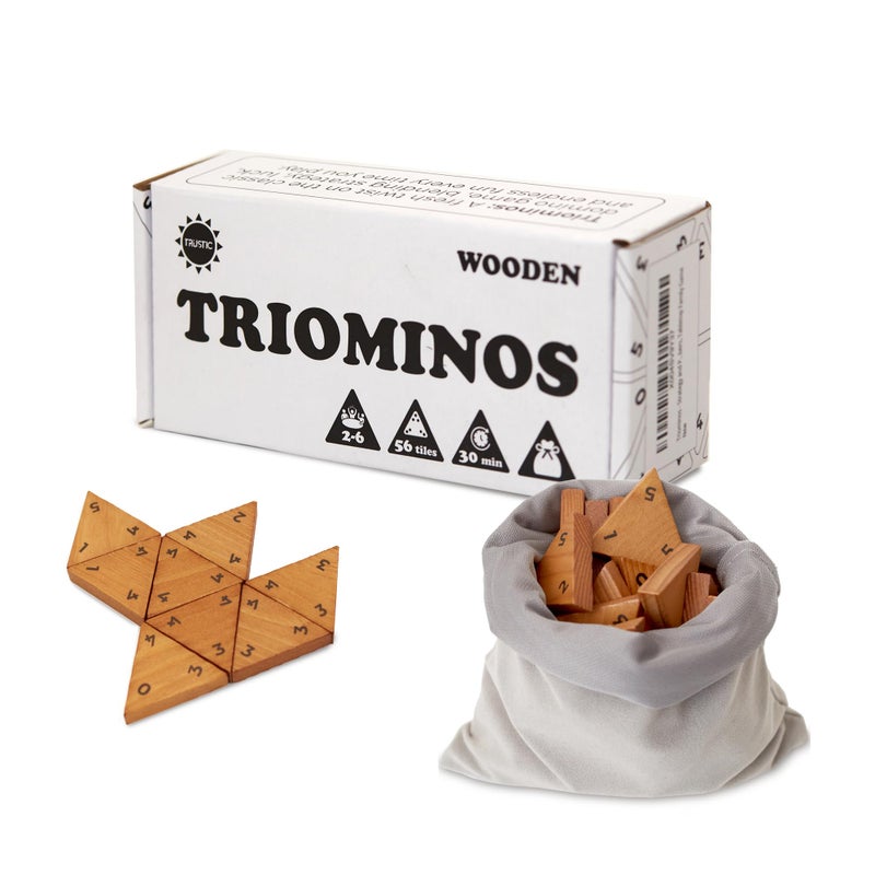 Trustic Triominos Strategy and Puzzle Board Game Wooden Triangular Tiles Set 56 Pieces Tabletop Family Game Numbers - Image 3