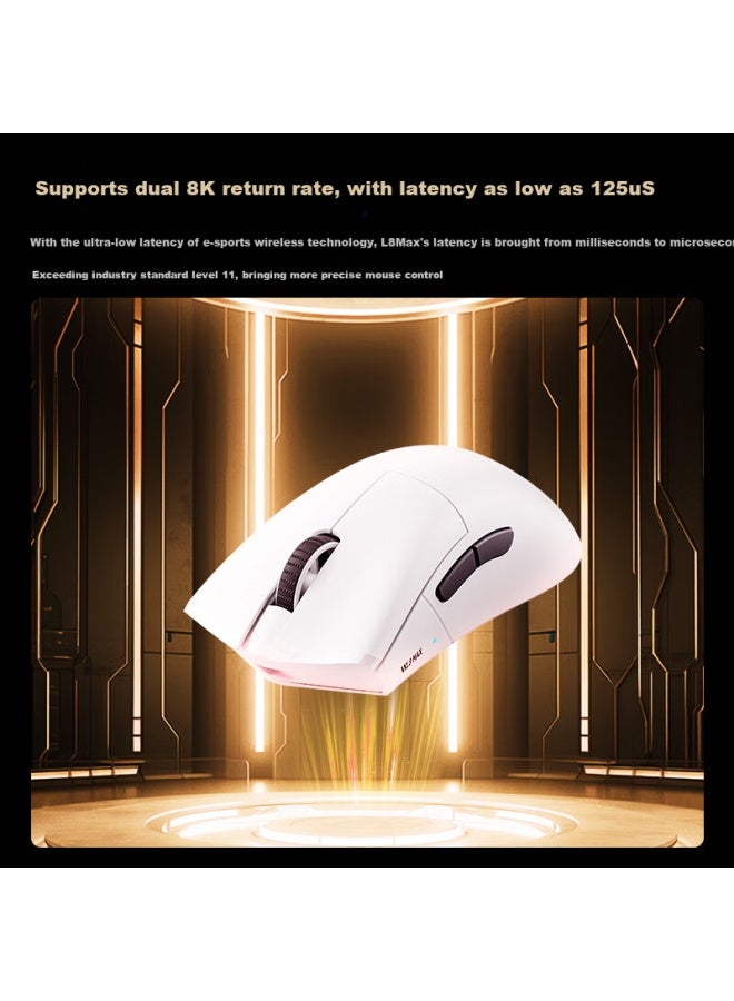 MACHENIKE Machenike (machenike) L8max Large Hand-shaped Wired/2.4g/bluetooth Three-mode Gaming Mouse Lightweight Paw3950 Sensor With Charging Dock Dual 8k Polling Rate - White  - Image 2