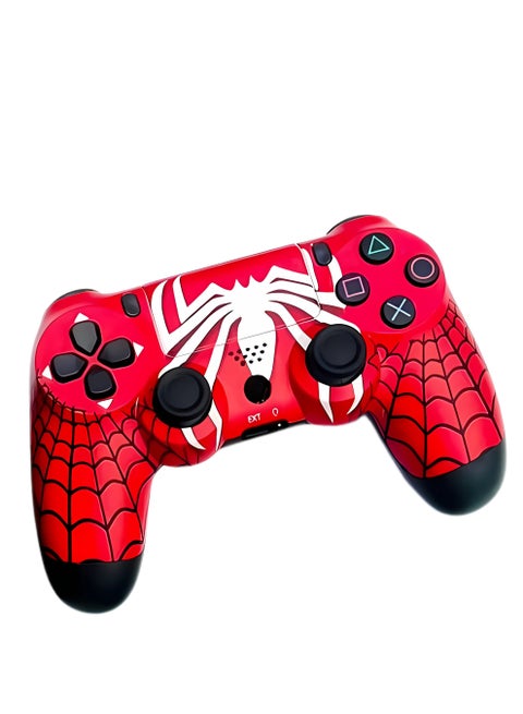 Dualshock Wireless  PS4 Controller – High-Quality Wireless Gamepad with Red & White Spider Print, Ergonomic Design & Precise Control