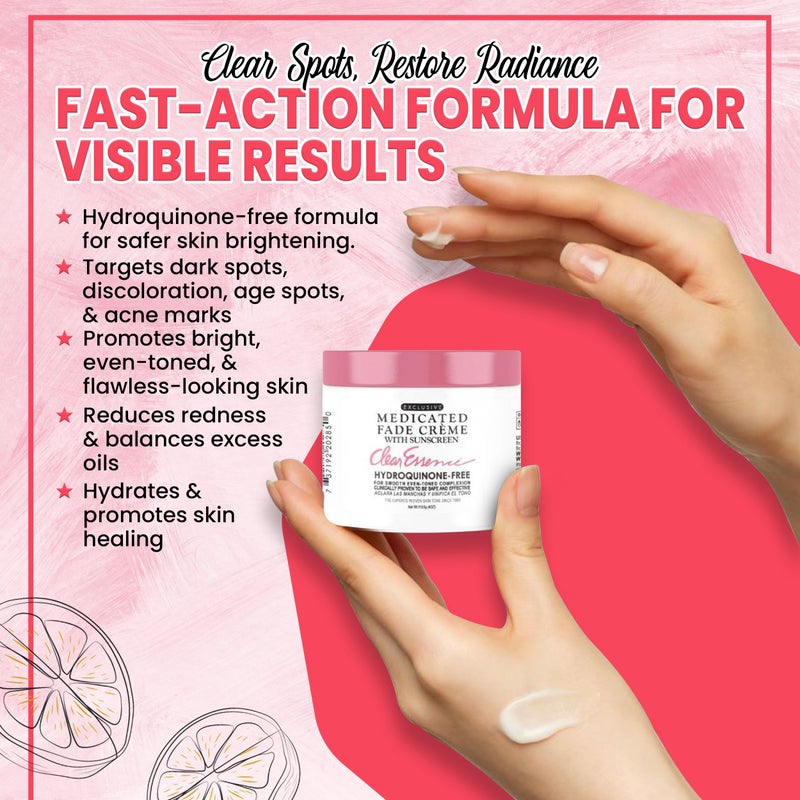 Clear Essence Exclusive Medicated Fade Creme With Sunscreen - Fade Cream For Dark Spots - Beauty Cream for Glowing Skin Complexion - Skin Care (4 Oz.) - Image 5