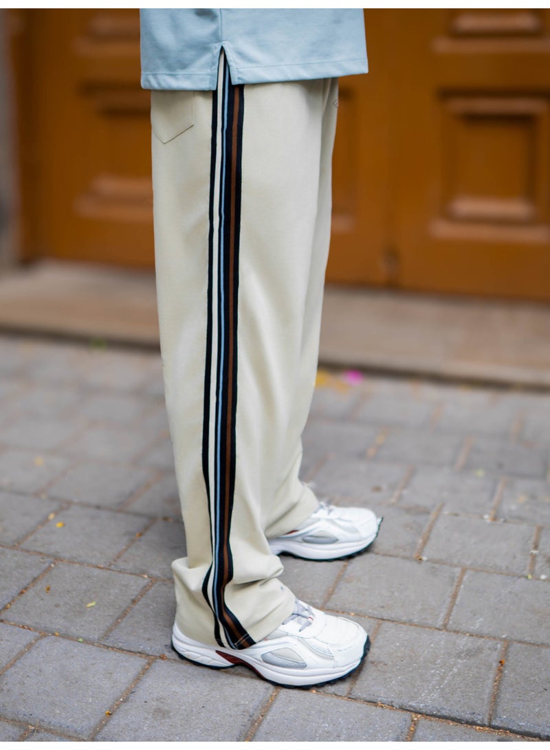 Maniac Maniac Mens Tri-Color Tape Biscuit Cotton Baggy pant  - Image 2
