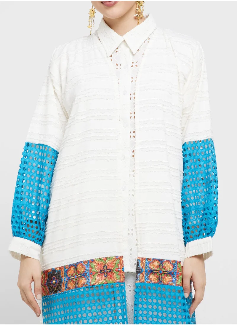 Khizana Colorblock Print Abaya With Sheila