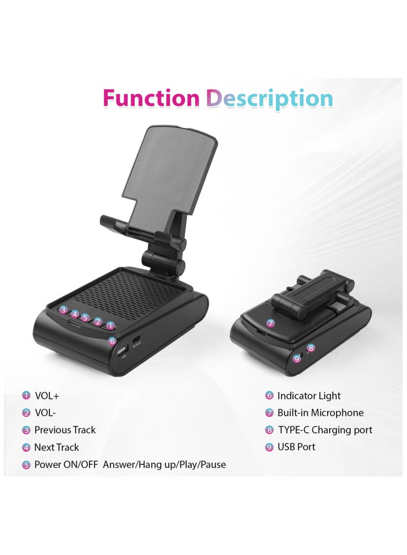 Portable Bluetooth Speaker with Phone Stand, Bluetooth 5.1,HD Surround Sound , Wireless Speaker with Adjustable and Foldable Phone Holder - Image 5