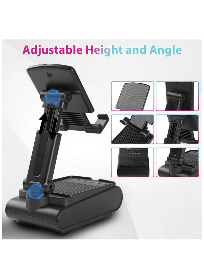 Portable Bluetooth Speaker with Phone Stand, Bluetooth 5.1,HD Surround Sound , Wireless Speaker with Adjustable and Foldable Phone Holder - Image 2