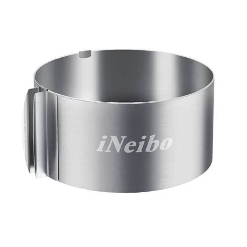 iNeibo Cake Ring, 6 to 12 Inch Adjustable Cake Mousse Mould Set, Stainless Steel Pastry Ring, Mousse Ring, Ring Mold for Baking (1 Cake Ring) - Image 1