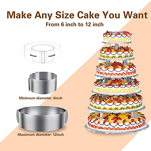 iNeibo Cake Ring, 6 to 12 Inch Adjustable Cake Mousse Mould Set, Stainless Steel Pastry Ring, Mousse Ring, Ring Mold for Baking (1 Cake Ring) - Image 5