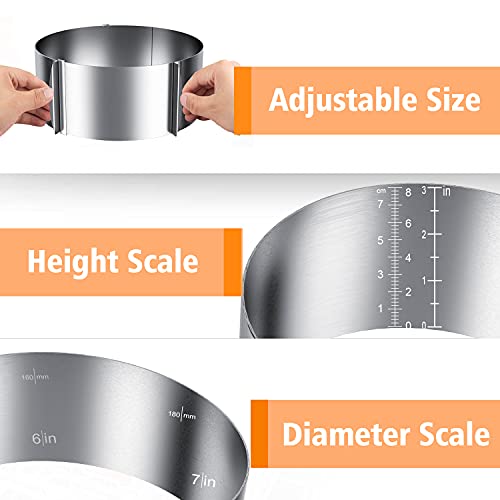 iNeibo Cake Ring, 6 to 12 Inch Adjustable Cake Mousse Mould Set, Stainless Steel Pastry Ring, Mousse Ring, Ring Mold for Baking (1 Cake Ring) - Image 3
