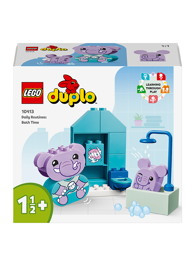 10413 Duplo My First Daily Routines: Bath Time Playset, Learning Toy For Toddlers Aged 18 Months Plus, Includes 2 Elephant Figures, Helps Preschoolers Role-Play Potty Training (15 Pieces)