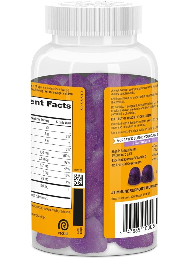 Airborne - Airborne Elderberry + Zinc & Vitamin C Gummies For Adults, Immune Support Vitamin D & Zinc Gummies with Powerful Antioxidant Vitamins C D & E - 130 Gummies, Elderberry Flavor - Image 1
