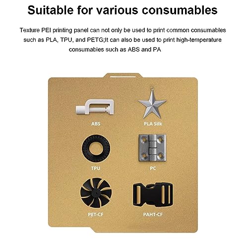 HzdaDeve PEI Sheet for Bambu Lab X1/X1C/P2S/P1P/P1S/A1 Carbon Build Plate Heated Bed Spring Steel Flexible Platform 257.5x257.5 mm Double Side Textured Board for 3D Printer (Gold) - Image 5