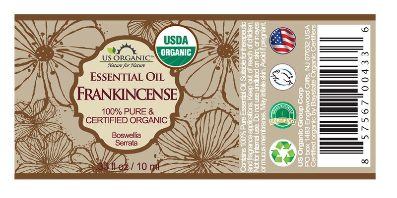 US Organic 100% Pure Frankincense Essential Oil, USDA Certified Organic, Steam Distilled, Boswellia serrata, Sourced from India, Topically or in Diffuser, Perfect for Aging Skin, All skin type (10 ml) - Image 1