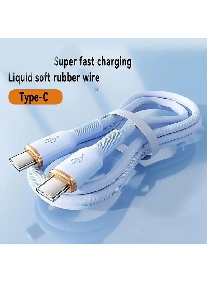 Blue 39 37 Inch Dual Type C Fast Charging Cable 10 20W High Speed USB C Cable for Apple 15 Huawei Xiaomi iPad Pro Tablet Notebook - Image 2