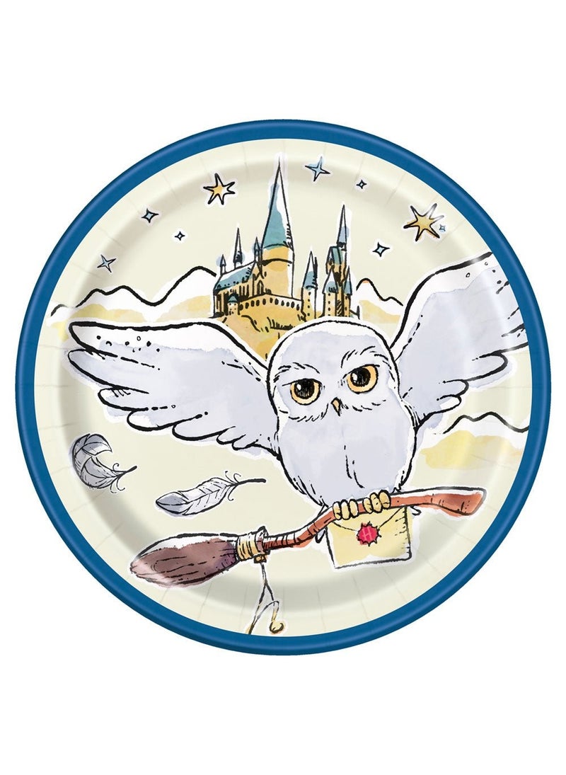 Unique Harry Potter Hedwig Disposable Paper Plates Yellow Blue 18cm 8-Pack