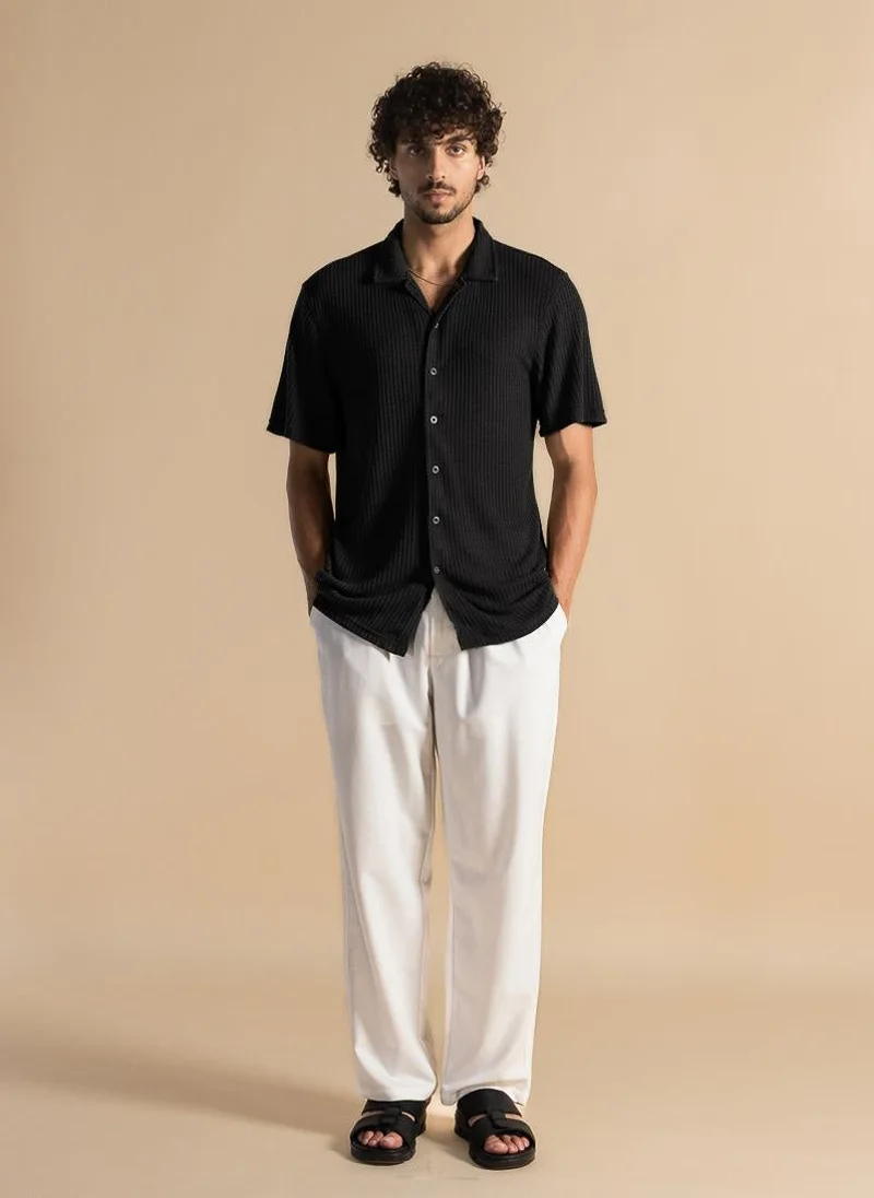 Shapes Black TEXTURED COMFORT SHIRT for Men | Best Price UAE