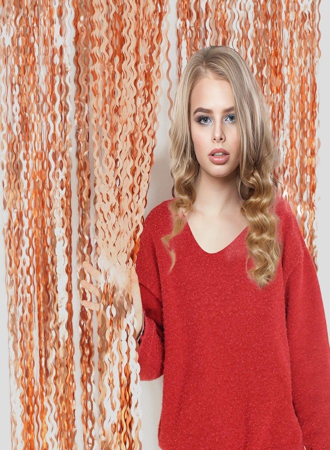 KEEUH 4 Pack Rose Gold Backdrop Birthday Decorations - 3.3x6.6ft Wavy Tinsel Foil Backdrop Party Streamer Party Supplies Background | Tinsel Curtain Backdrop for Parties - Image 3