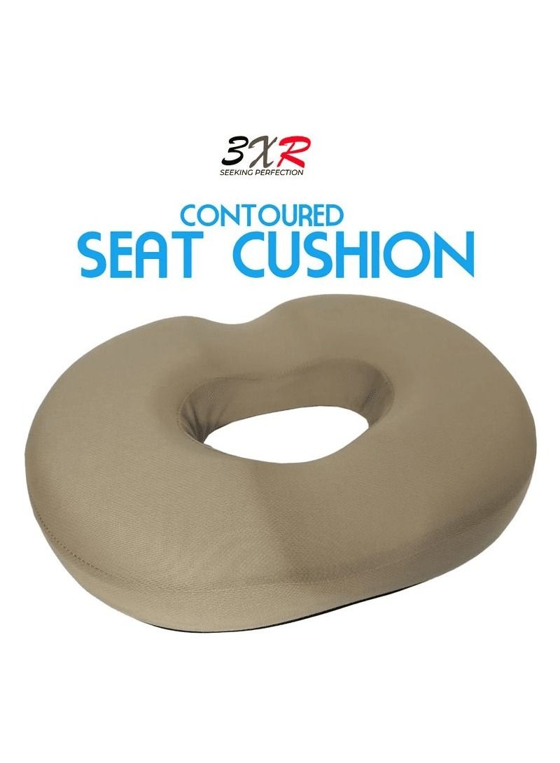 3XR Donut Pillow Seat Cushion For Car Chair Home Office, Contoured Donut Cushion Memory Foam Pillow,1 Pcs Beige - Image 1