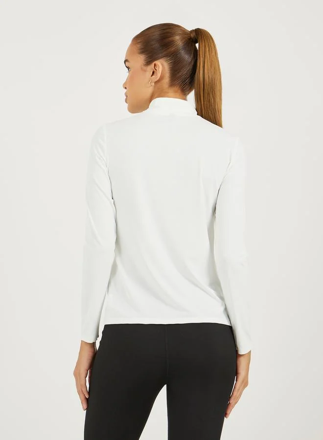 Styli Contrast Body Contour Stripe Half Zip Up Top