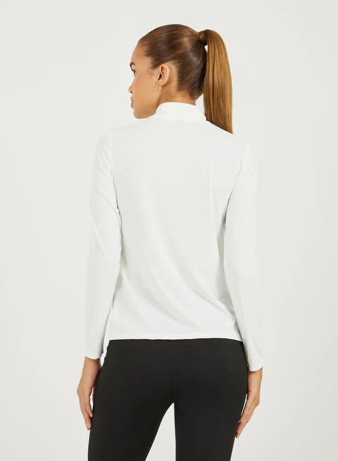 Styli Active Contrast Body Contour Stripe Half Zip Up Top