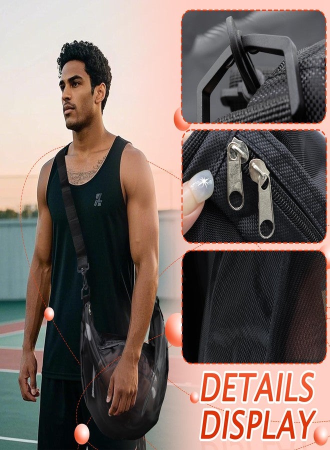 Niuohoy Single Mesh Ball Bag with Zipper Pocket Ball Storage Bag Mesh Shoulder Bag with Buckle Clip for Carrying Basketball Soccer Volleyball Rugby Swim Beach Bag Gym Sports Crossbody Bag - Image 5