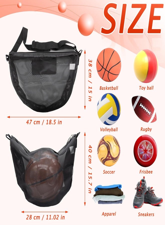 Niuohoy Single Mesh Ball Bag with Zipper Pocket Ball Storage Bag Mesh Shoulder Bag with Buckle Clip for Carrying Basketball Soccer Volleyball Rugby Swim Beach Bag Gym Sports Crossbody Bag - Image 2