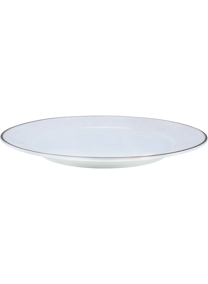 Shallow Shallow Porcelain Sahara Dessert Plate 20cm with Gold Rim | Elegant White Cake & Snack Serving Plate