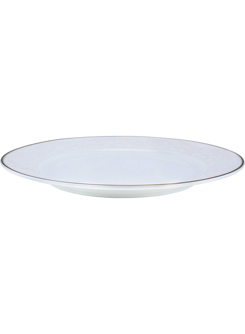 Shallow Porcelain Sahara Dessert Plate 20cm with Gold Rim | Elegant White Cake & Snack Serving Plate - Image 1
