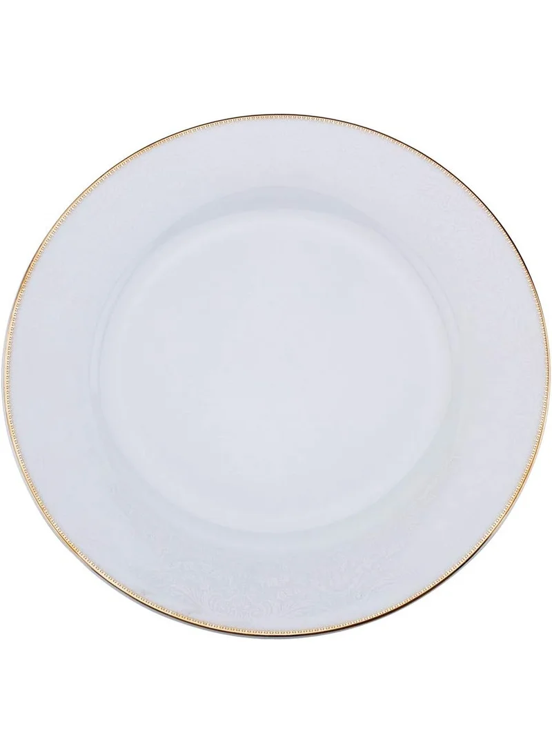 Shallow Shallow Porcelain Sahara Dessert Plate 20cm with Gold Rim | Elegant White Cake & Snack Serving Plate