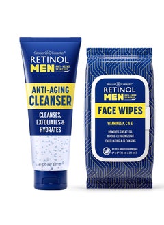 RETINOL Retinol Men's Gel Cleanser Gently Exfoliates skin for Improved Texture Men Anti- Aging Facial Wipes - Quickly cleanses Face from sweat, oil and pore-clogging dirt without any heavy residue  - Image 1