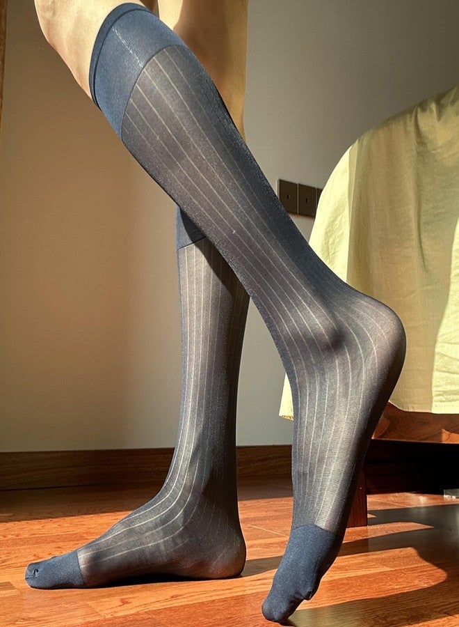 Cityelf 5 Pack Men Silky Socks Sheer Men Dress Socks Ultra Thin Nylon Sox Summer Cool Crew Socks - Image 5