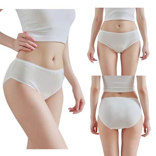 STARLY Women's Disposable Pure Cotton Underwear Travel Panties High Cut Granny Briefs (10pcs,White,M) - Image 3