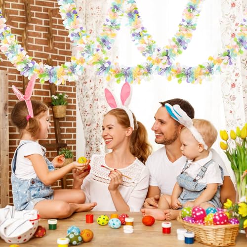 CIPOWM 50.8FT Easter Tinsel Garland Colorful Metallic Twist Foil Tinsel Garland with Confetti Spring Hanging Garland for Easter Party Door Tree Indoor Outdoor Decoration - Image 5