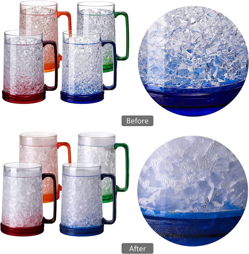 EASICOZI Easicozi Double Wall Gel Frosty Freezer Ice Mugs Clear 16oz Set of 4 (Blue, Red, Orange and Green)  - Image 2