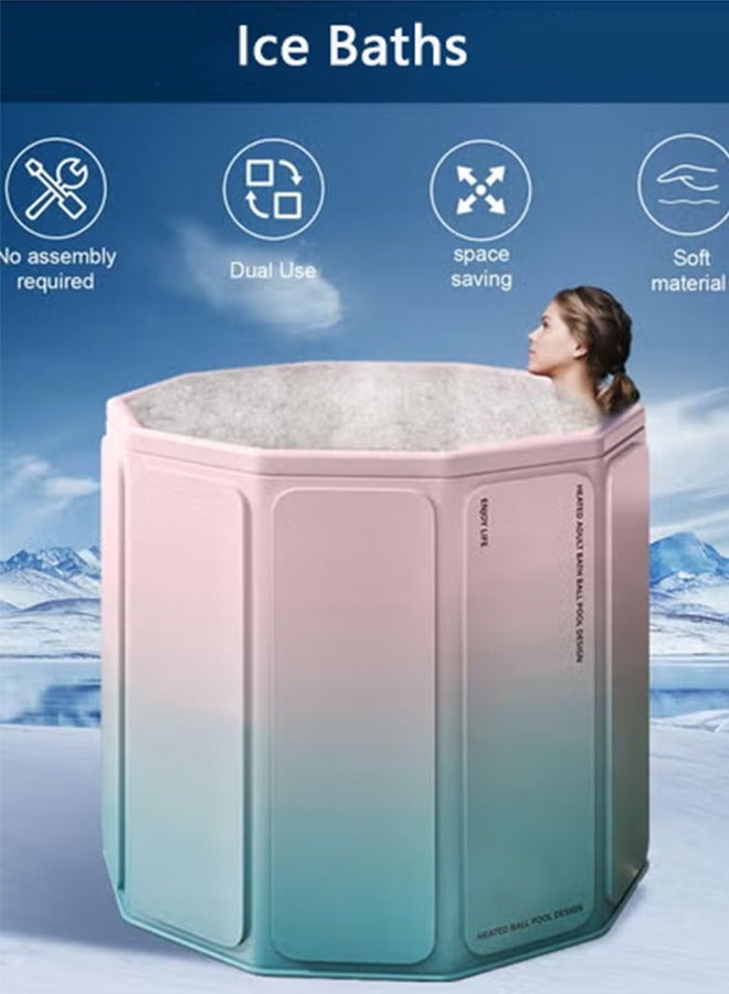 XiuWoo Cold Plunge Tub – Foldable Non-Inflatable Ice Bath for Athletes, No Set up Needed, Portable Multi-Layer Design for Home, Gym & Outdoor,Pink - Image 2