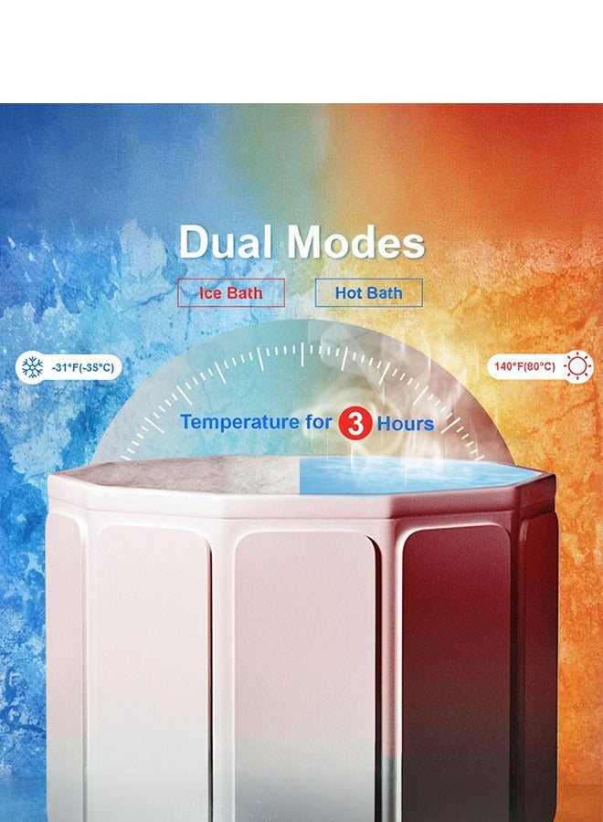 XiuWoo Cold Plunge Tub – Foldable Non-Inflatable Ice Bath for Athletes, No Set up Needed, Portable Multi-Layer Design for Home, Gym & Outdoor,Pink - Image 4