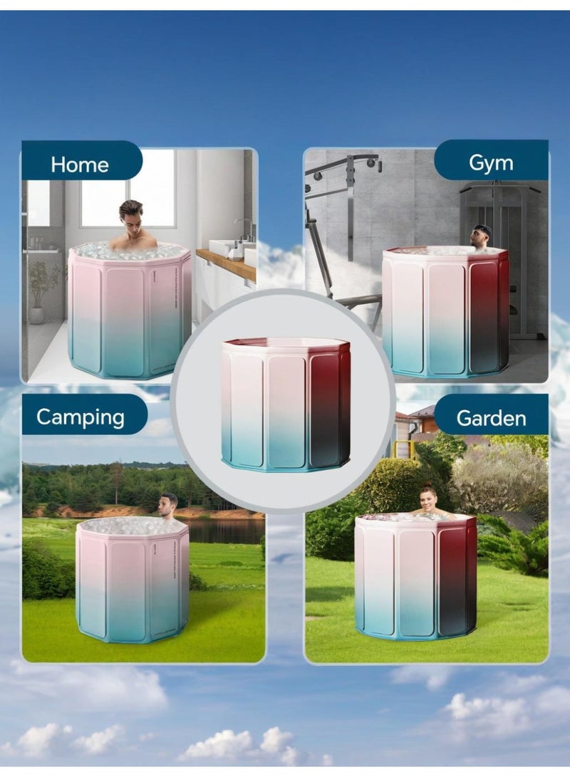 XiuWoo Cold Plunge Tub – Foldable Non-Inflatable Ice Bath for Athletes, No Set up Needed, Portable Multi-Layer Design for Home, Gym & Outdoor,Pink - Image 5