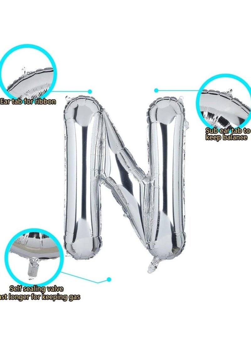 Goldedge 32 Inch Giant Silver Letter N Foil Helium Balloons Big Single Mylar Balloon Birthday Party Decoration Supply Baby Shower (Silver N) - Image 2