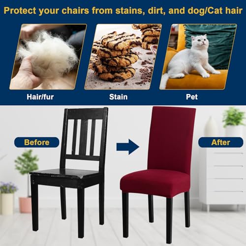 Fafua Chair Covers, Stretch Kitchen Chair Covers/Dining Room Chair Covers Set of 8, Removable Washable Dining Chair Slipcovers for Home, Hotel, Banquet - Image 3