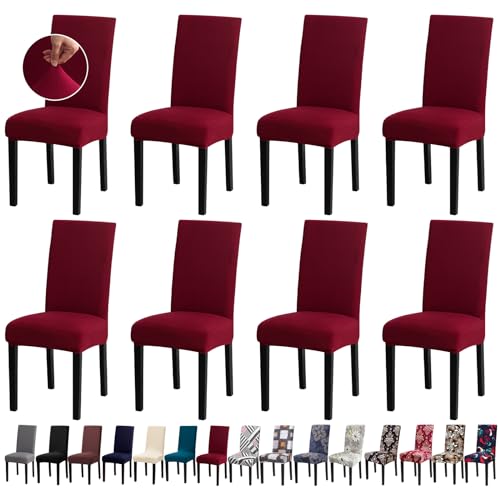 Fafua Chair Covers, Stretch Kitchen Chair Covers/Dining Room Chair Covers Set of 8, Removable Washable Dining Chair Slipcovers for Home, Hotel, Banquet - Image 1