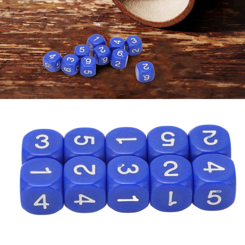 Number Dice: 20Pcs Blue 6-Side Plastic Dice - Round Corner Non-Fading Number Teaching Aid for Children Education Board Games - Image 2