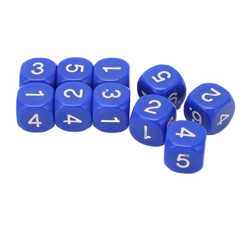 Number Dice: 20Pcs Blue 6-Side Plastic Dice - Round Corner Non-Fading Number Teaching Aid for Children Education Board Games - Image 1