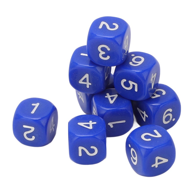 Number Dice: 20Pcs Blue 6-Side Plastic Dice - Round Corner Non-Fading Number Teaching Aid for Children Education Board Games - Image 3